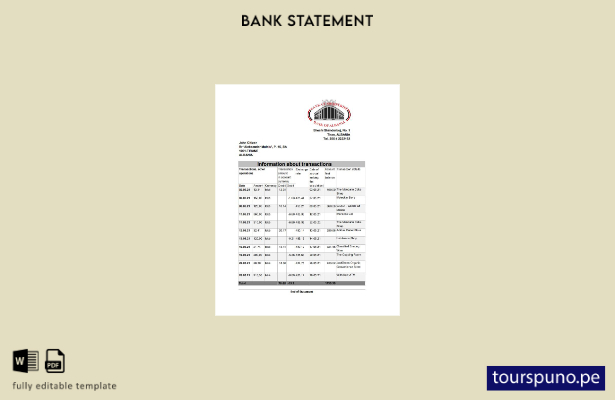 listo para imprimir plantilla de Excel de extracto bancario del Banco de Albania